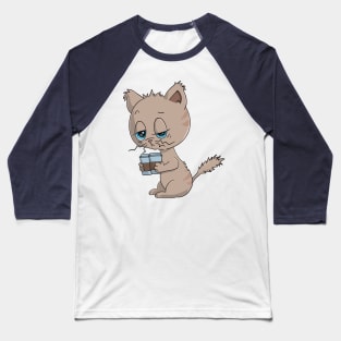 Funny Coffee Cat Cartoon Baseball T-Shirt